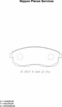 NPS N360N44 - Комплект спирачно феродо, дискови спирачки vvparts.bg