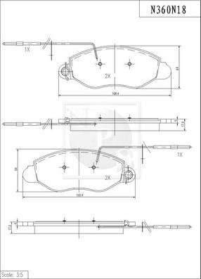 NPS N360N18 - Комплект спирачно феродо, дискови спирачки vvparts.bg