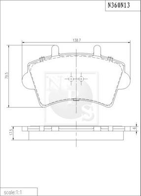 NPS N360N13 - Комплект спирачно феродо, дискови спирачки vvparts.bg