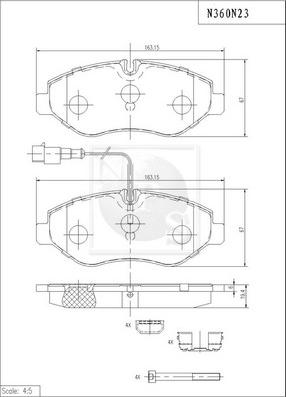 NPS N360N23 - Комплект спирачно феродо, дискови спирачки vvparts.bg