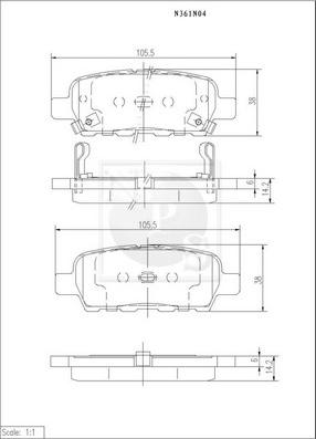 NPS N361N04 - Комплект спирачно феродо, дискови спирачки vvparts.bg