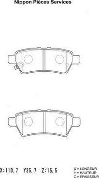 NPS N361N07 - Комплект спирачно феродо, дискови спирачки vvparts.bg