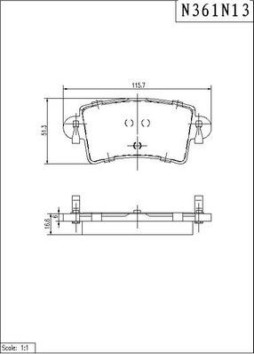 NPS N361N13 - Комплект спирачно феродо, дискови спирачки vvparts.bg