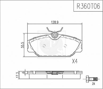 NPS R360T06 - Комплект спирачно феродо, дискови спирачки vvparts.bg