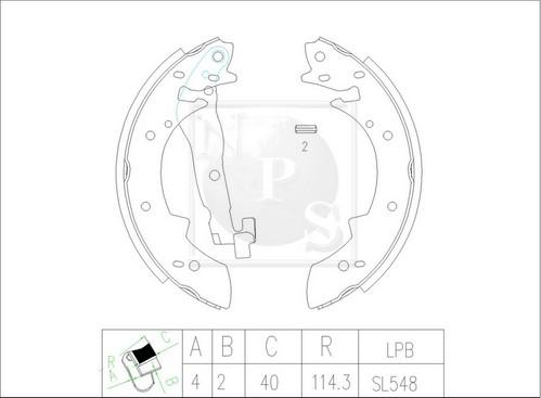 NPS S350I16 - Комплект спирачна челюст vvparts.bg