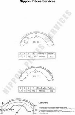 NPS S350I10 - Комплект спирачна челюст vvparts.bg