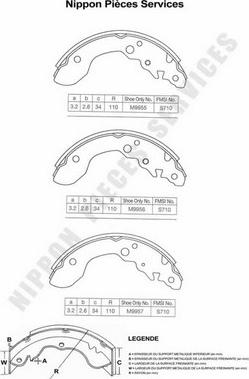 NPS S350I25 - Комплект спирачна челюст vvparts.bg