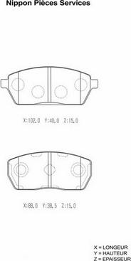 NPS S360I15 - Комплект спирачно феродо, дискови спирачки vvparts.bg