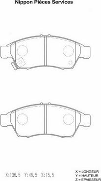 NPS S360I24 - Комплект спирачно феродо, дискови спирачки vvparts.bg