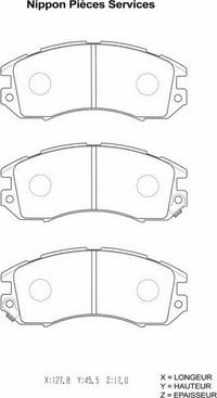 NPS S360U05 - Комплект спирачно феродо, дискови спирачки vvparts.bg