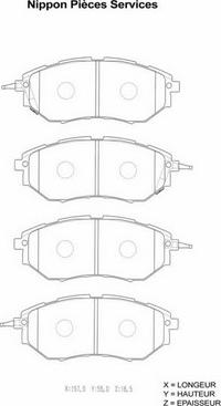 NPS S360U11 - Комплект спирачно феродо, дискови спирачки vvparts.bg