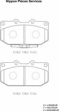 NPS S360U24 - Комплект спирачно феродо, дискови спирачки vvparts.bg