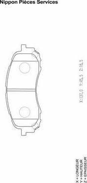 NPS S360U25 - Комплект спирачно феродо, дискови спирачки vvparts.bg