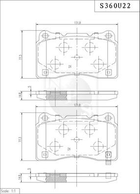 NPS S360U22 - Комплект спирачно феродо, дискови спирачки vvparts.bg