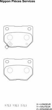 NPS S361U05 - Комплект спирачно феродо, дискови спирачки vvparts.bg