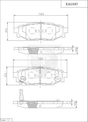 NPS S361U07 - Комплект спирачно феродо, дискови спирачки vvparts.bg