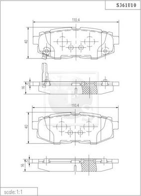 NPS S361U10 - Комплект спирачно феродо, дискови спирачки vvparts.bg