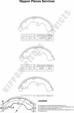 NPS T350A47 - Комплект спирачна челюст vvparts.bg