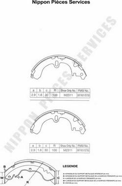 NPS T350A61 - Комплект спирачна челюст vvparts.bg