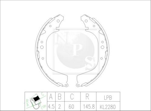 NPS T350A05 - Комплект спирачна челюст vvparts.bg