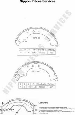 NPS T350A08 - Комплект спирачна челюст vvparts.bg