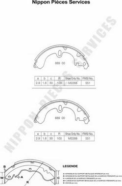 NPS T350A34 - Комплект спирачна челюст vvparts.bg