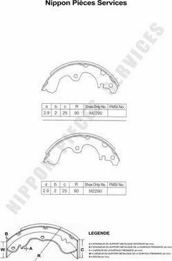 NPS T350A36 - Комплект спирачна челюст vvparts.bg