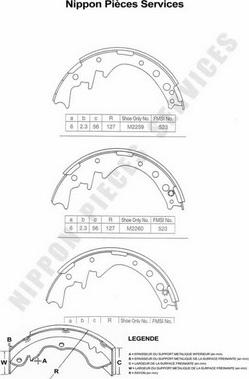 NPS T350A33 - Комплект спирачна челюст vvparts.bg