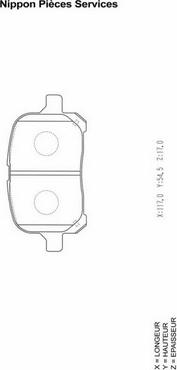 NPS T360A96 - Комплект спирачно феродо, дискови спирачки vvparts.bg