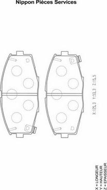 NPS T360A45 - Комплект спирачно феродо, дискови спирачки vvparts.bg