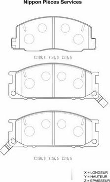 NPS T360A42 - Комплект спирачно феродо, дискови спирачки vvparts.bg