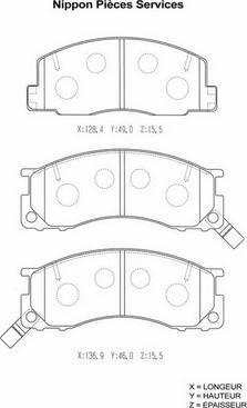 NPS T360A59 - Комплект спирачно феродо, дискови спирачки vvparts.bg