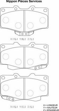 NPS T360A54 - Комплект спирачно феродо, дискови спирачки vvparts.bg