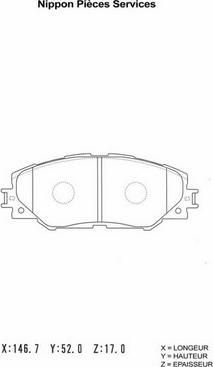 NPS T360A51 - Комплект спирачно феродо, дискови спирачки vvparts.bg