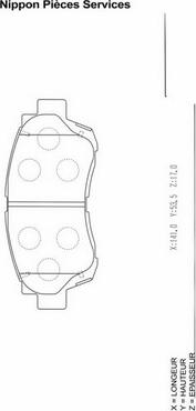 NPS T360A60 - Комплект спирачно феродо, дискови спирачки vvparts.bg