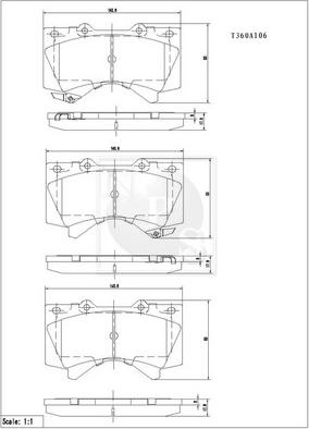 NPS T360A106 - Комплект спирачно феродо, дискови спирачки vvparts.bg