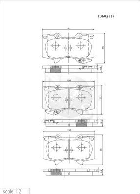 NPS T360A117 - Комплект спирачно феродо, дискови спирачки vvparts.bg