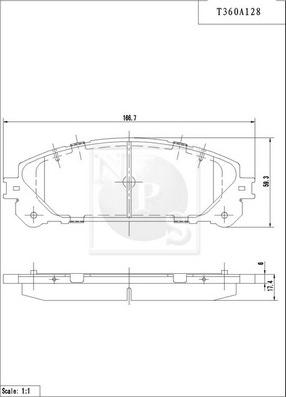 NPS T360A128 - Комплект спирачно феродо, дискови спирачки vvparts.bg