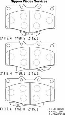 NPS T360A85 - Комплект спирачно феродо, дискови спирачки vvparts.bg