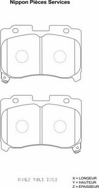 NPS T360A83 - Комплект спирачно феродо, дискови спирачки vvparts.bg