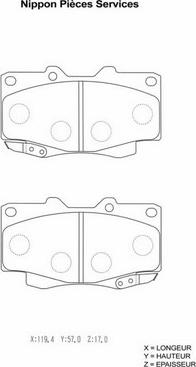 NPS T360A38 - Комплект спирачно феродо, дискови спирачки vvparts.bg