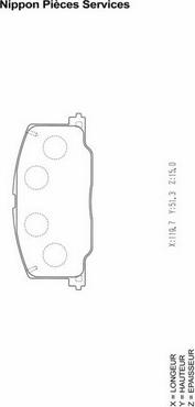 NPS T360A37 - Комплект спирачно феродо, дискови спирачки vvparts.bg