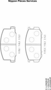 NPS T360A29 - Комплект спирачно феродо, дискови спирачки vvparts.bg