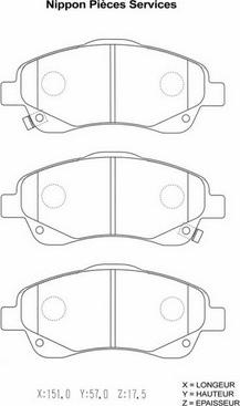 NPS T360A20 - Комплект спирачно феродо, дискови спирачки vvparts.bg