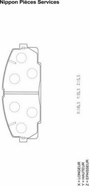 NPS T360A22 - Комплект спирачно феродо, дискови спирачки vvparts.bg