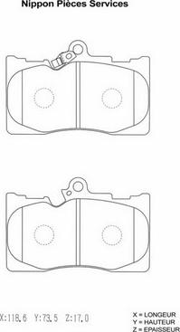 NPS T360A79 - Комплект спирачно феродо, дискови спирачки vvparts.bg