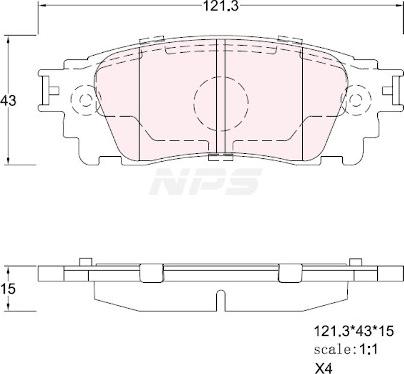 NPS T361A43 - Комплект спирачно феродо, дискови спирачки vvparts.bg