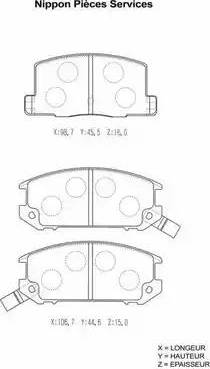 NPS T361A04 - Комплект спирачно феродо, дискови спирачки vvparts.bg