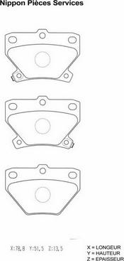 NPS T361A03 - Комплект спирачно феродо, дискови спирачки vvparts.bg