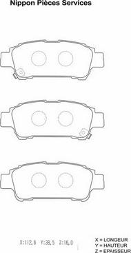 NPS T361A15 - Комплект спирачно феродо, дискови спирачки vvparts.bg